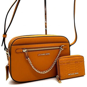 Michael Kors Large EW Crossbody Bag & Medium ZA Card Case Wallet Cider (NWT)